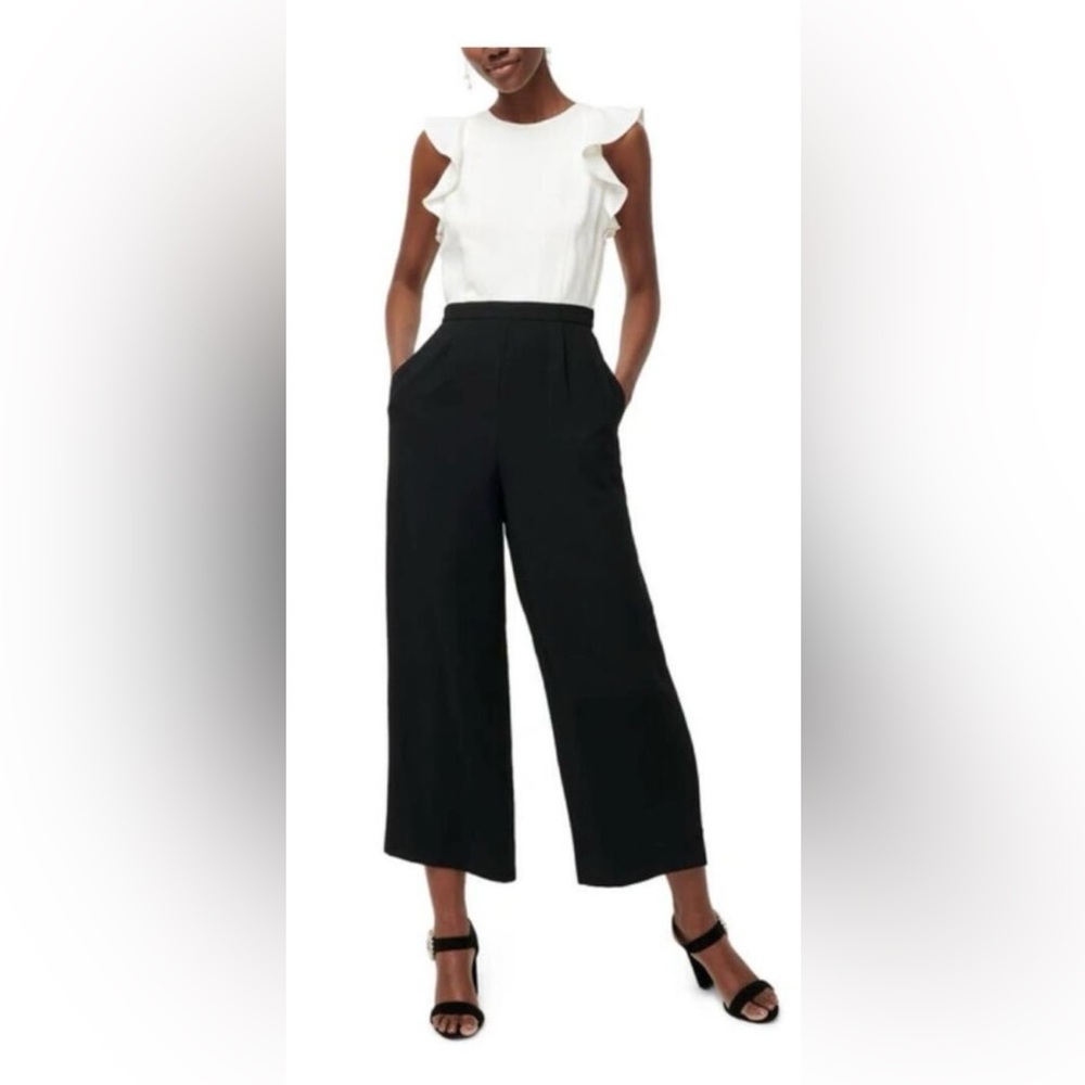 J. crew color block sleeveless ruffle detail jumpsuit
